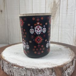 Black Sugar Skull Candle 15 Oz.