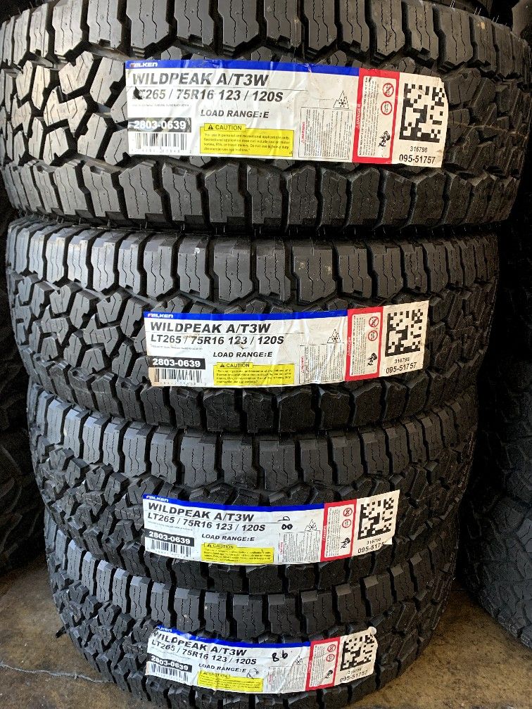 set of brand new tires LT265/75R16 falken wildpeak A/T3W for only $980 all four tires 