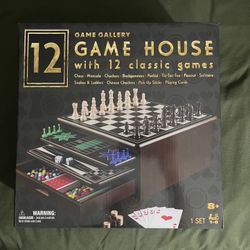 Game Gallery 12 Classic Games in Wooden Storage House