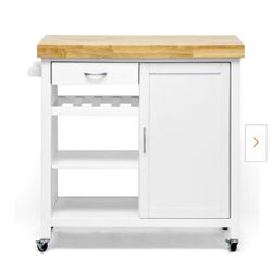 Denver White Kitchen Cart with Towel Rack
