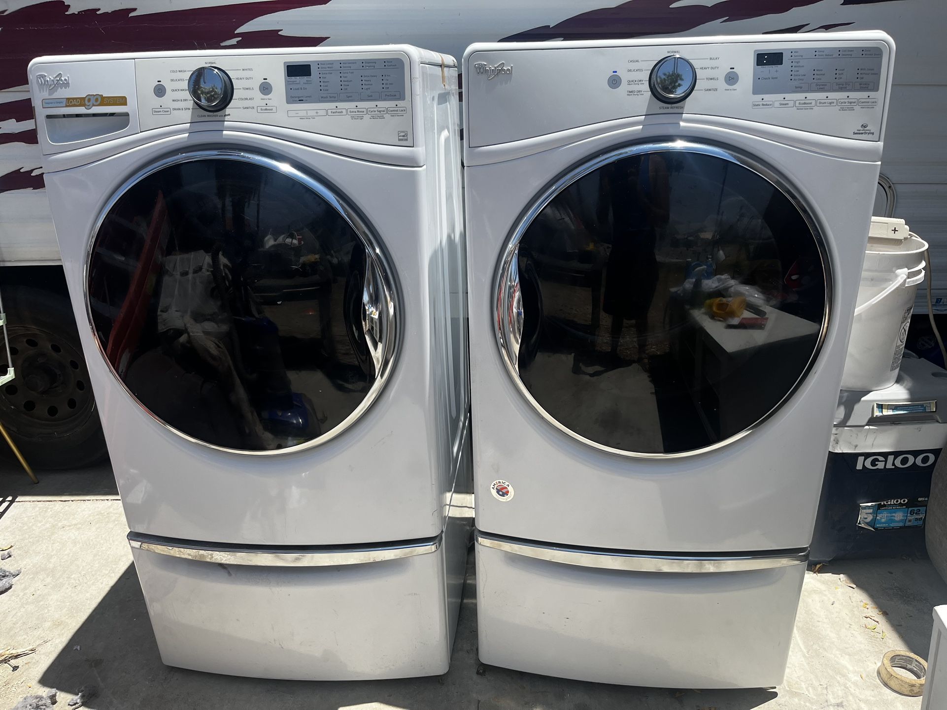Whirlpool front-load washer and gas dryer