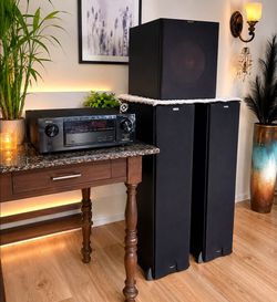 Home Audio System – Klipsch Towers + Denon Receiver and subwoofer