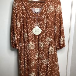 Knox Rose Women’s Brown And White Boho Dress NWT