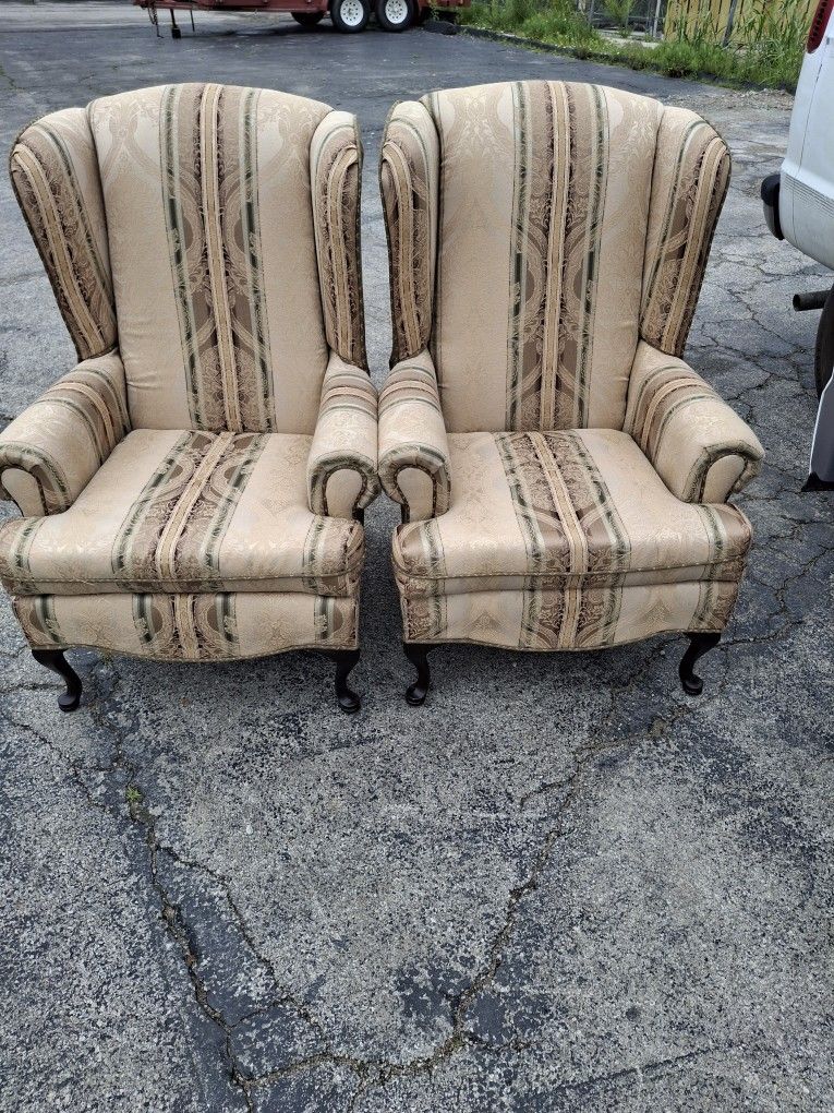REALLY NEAT Pair Of Vintage Hickory Chairs Queen Ann HIGH BACKS
