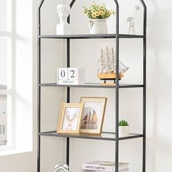 Black  Unit With Glass Shelves.