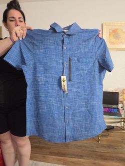 Tallwood Men's Blue Short Sleeve Button-Up Shirt