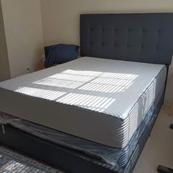 🎄💥Brand New Upholstered Tufted Grey King, Queen, Full & Twin Size Bed Frame - Mattress + Box Spring  | Pay After Delivery 🚚 