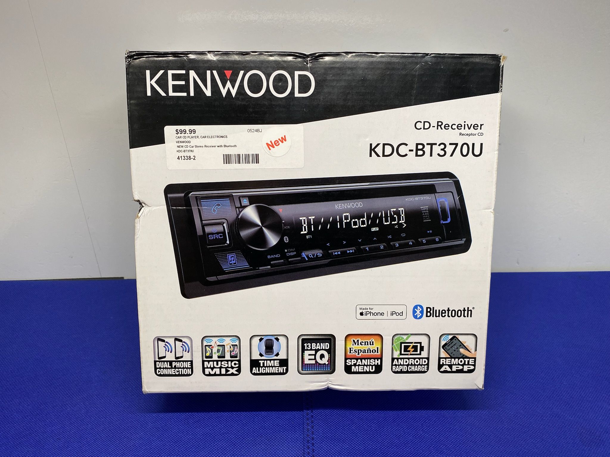 KENWOOD KDC-BT370U CD Car Stereo with Bluetooth, AM/FM Radio