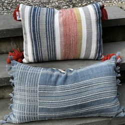 set of two colorful throw/decorative pillows