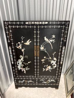 Original Asian Cabinet with matching Art