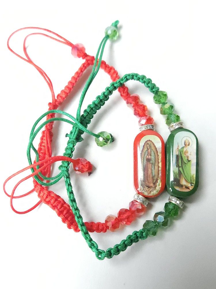 Pulseras De La Virgen De Guadalupe Y San Judas Thread Beaded Adjustable Bracelets