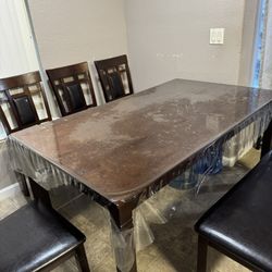 Dining Table Set with 4 Chairs & Bench – Solid Wood