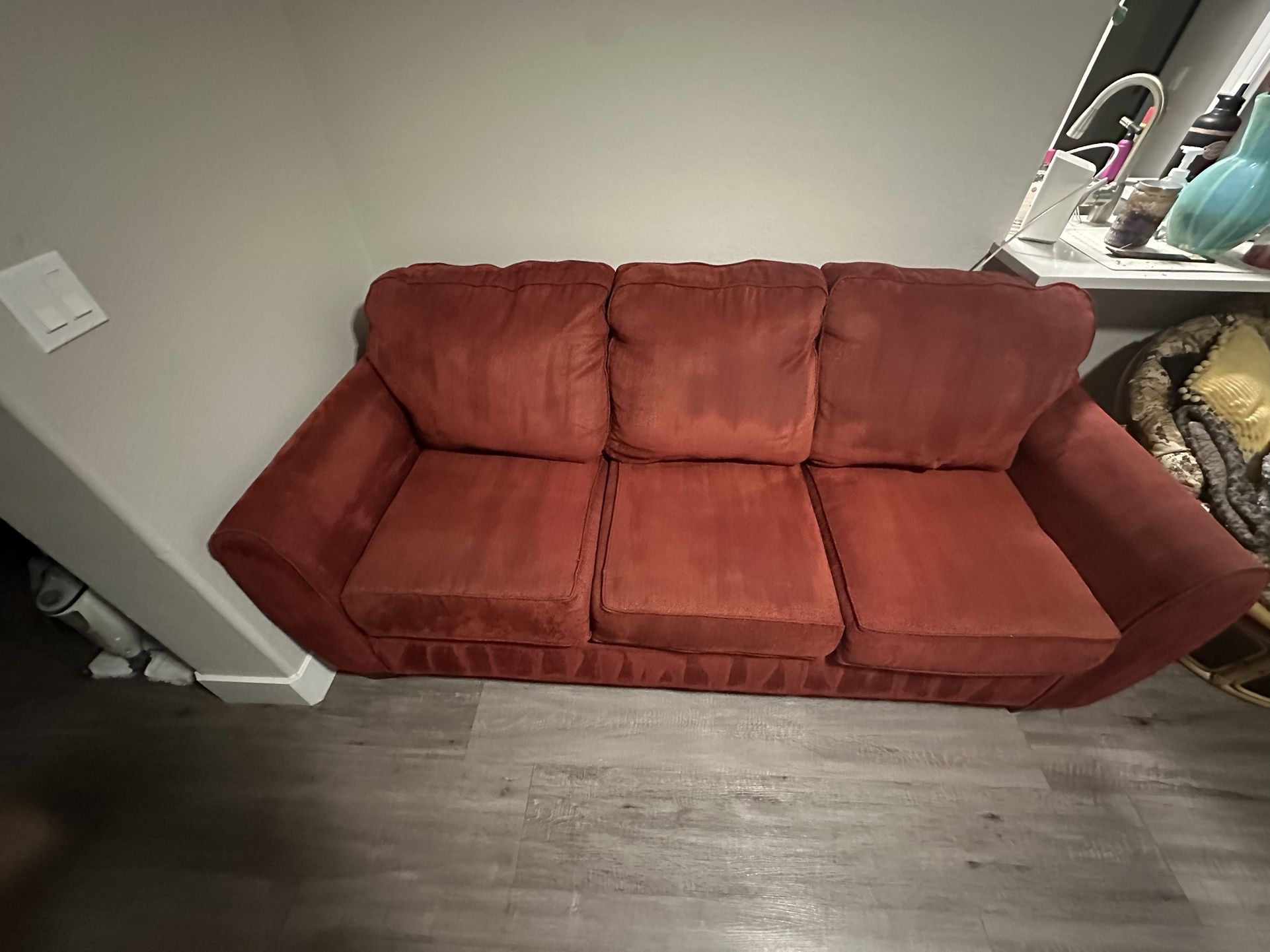3 Seated Red Couch