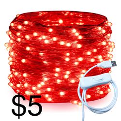 RUICHEN USB Fairy Lights 66 Ft 200 LED String Lights with ON/Off Switch, Waterproof Copper Wire Firefly Lights for Bedroom Wall Ceiling Wreath Crafts 