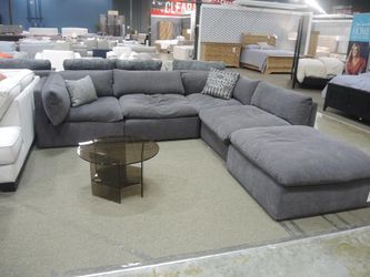 Kuka Elite Charcoal Gray Modular Cloud Sectional with Ottoman