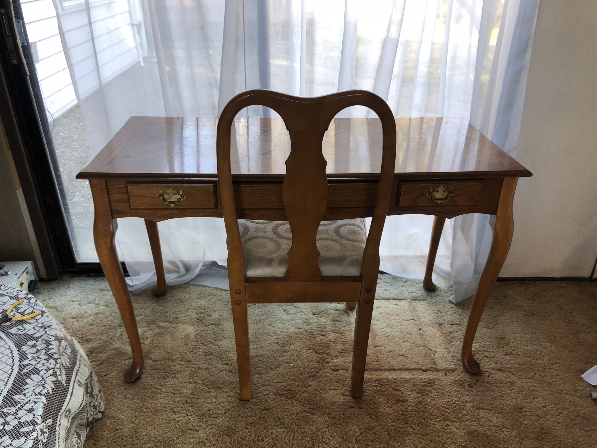 Desk With Three Drawers And Chair