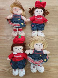 Lot of 4 2000 Campbell's Soup Kids Beanie Plush Toys