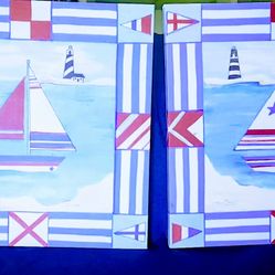 HOME DECOR - 2 nautical pictures featuring saleboats