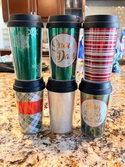Set of 6 Christmas Holiday Travel Tumblers