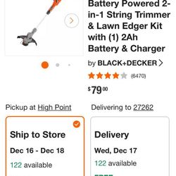 20V MAX Cordless Battery Powered 2-in-1 String Trimmer & Lawn Edger Kit with (1) 2Ah Battery & Charger