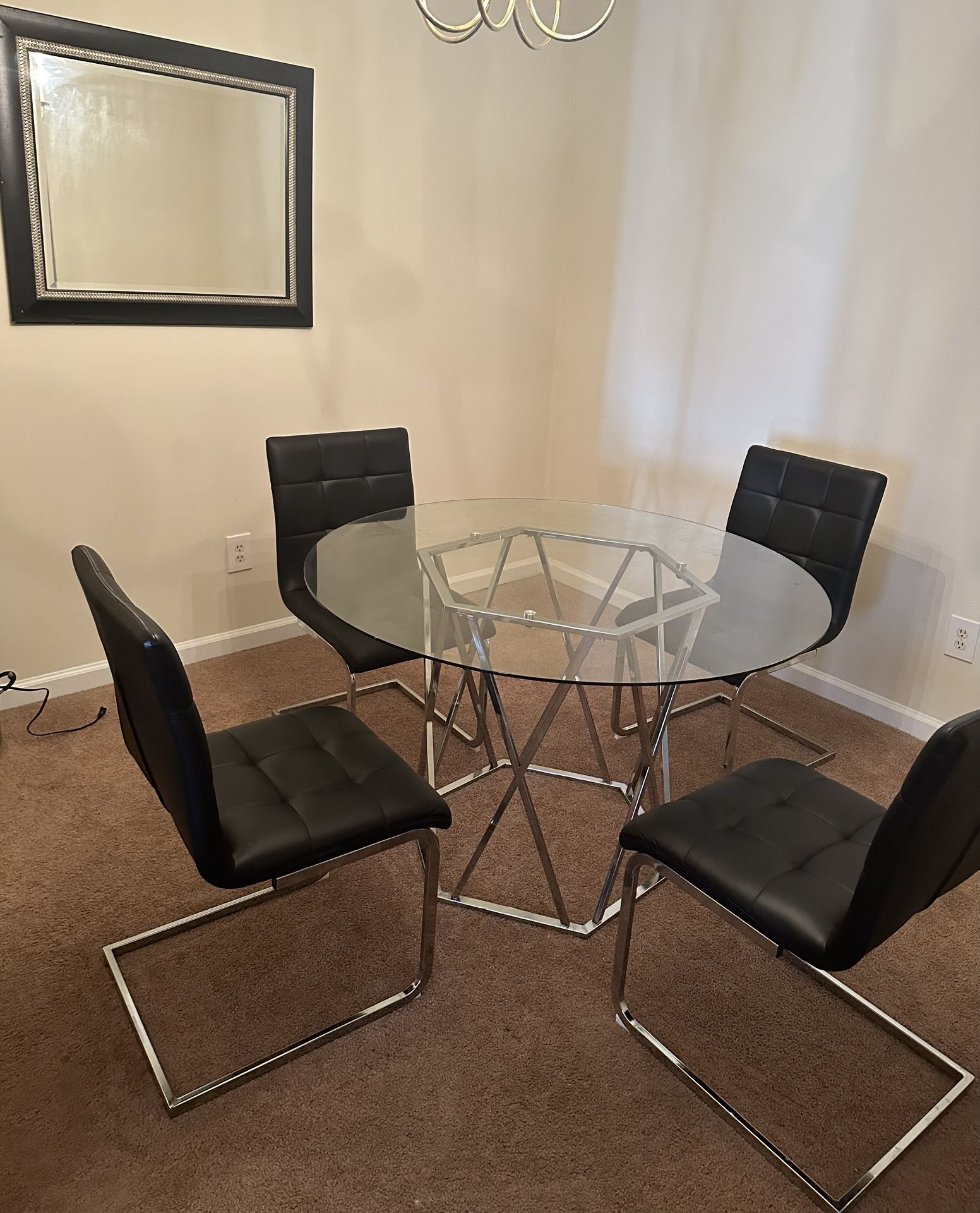 Modern Glass Dining Set for four 