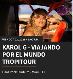 🎟️ KAROL G — 3 BOLETOS JUNTOS  🔥 Karol G  – Viajando por el Mundo Tropitour please read the description