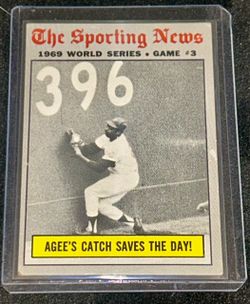 1970 Topps Agee’s Catch Saves The Day Sporting News