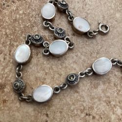 bracelet silver white stone shell Jewlery
