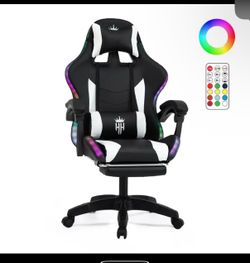 Gaming Chair with RGB LED Lights, High Back Ergonomic Computer Gamer Chair with Headrest And Lumbar