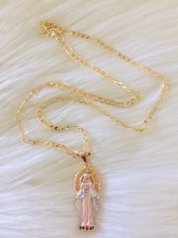 Necklace Religious gold plated tricolor 26 inches