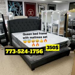 Queen Bed 🛏️ Headboard Frame Mattress And Box Spring All Included Brand New Same Day Delivery 🚚 Or Store Pickup 