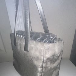 C H A N E L Travel Line Karl Lagerfeld Shoulder/tote Fits Laptop Silver/Gray