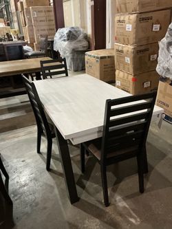 White Table with 3 Chairs