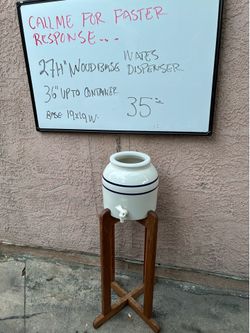 Ceramic Water Dispenser with Wood Stand