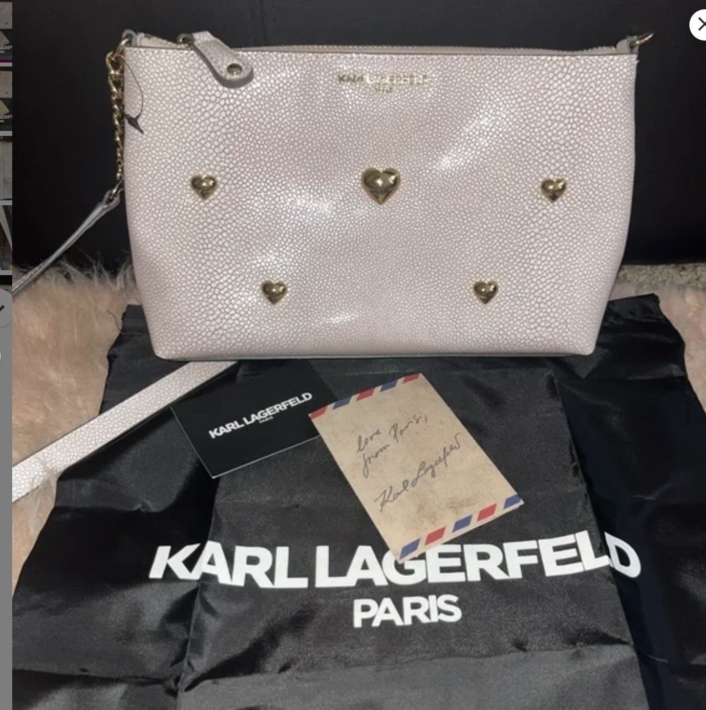 Karl Lagerfeld blush pink vegan leather crossbody shoulder bag purse