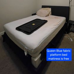 Blue Fabric Bedframe w/FREE mattress