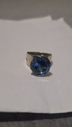 Blue Topaz Ring Set In Sterling Silver 