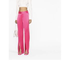 New with tag Alice + Olivia Satin high-waist split trousers in 