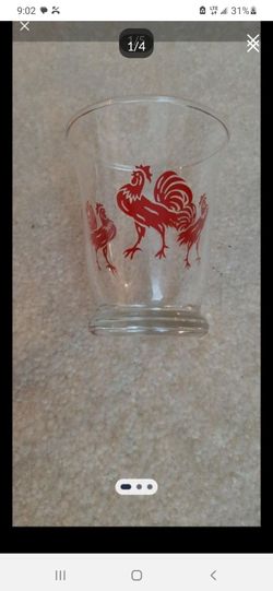3-1950s Crowing Red Rooster Juice Glasses