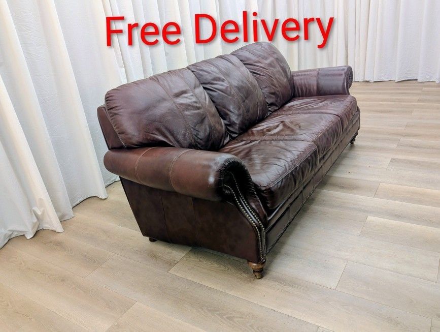 Leather Ethan Allen Bennett Sofa Couch Free Delivery