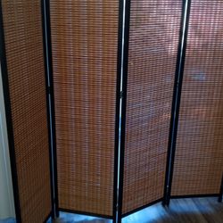 Faux Bamboo Partition Room  Divider 4 Panel 