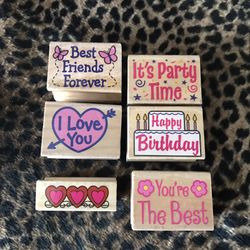 Rubber stamps (6) party/friends