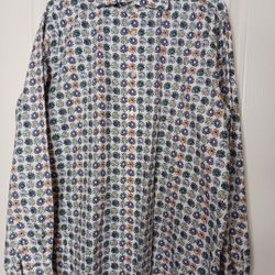 TD Thomas Dean Mens Fashion Shirt  XL Long Sleeve  100% Cotton Geometric Design