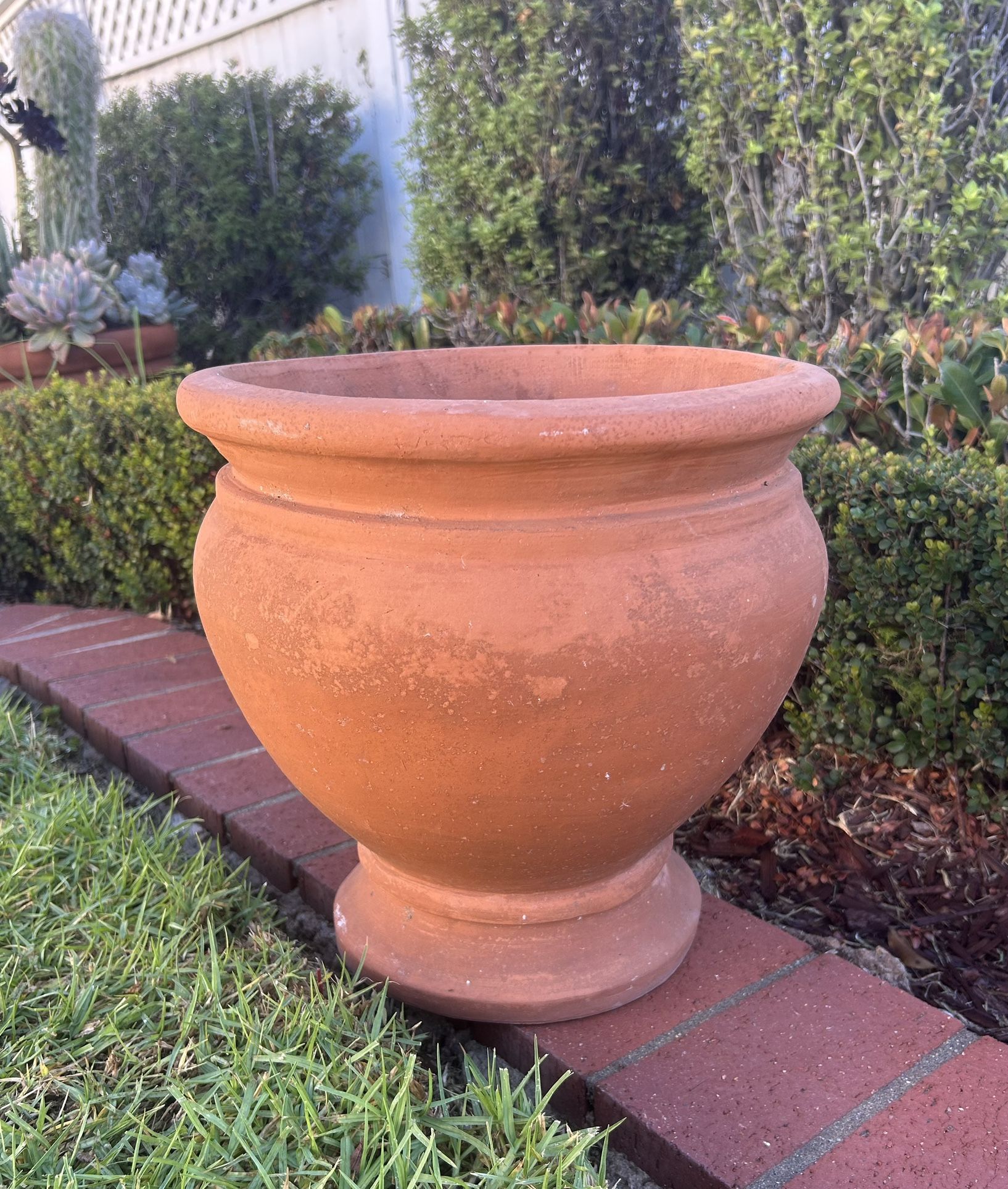 Vintage Footed Bowl Terracotta Garden Planter Pot Medium Garden Decor Clay Pottery Succulents Flower Trees Herbs Plants Pedestal 