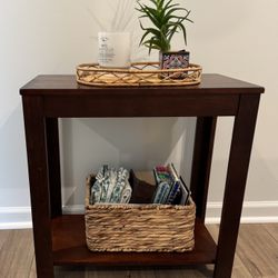 Wood Espresso Chairside Table 