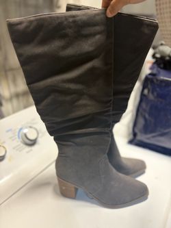 FOR SALE: Black Knee-High Boots with Block Heel