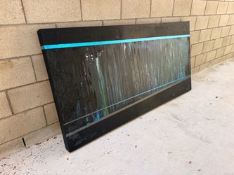 Large LA Abstract Canvas Painting Black Teal