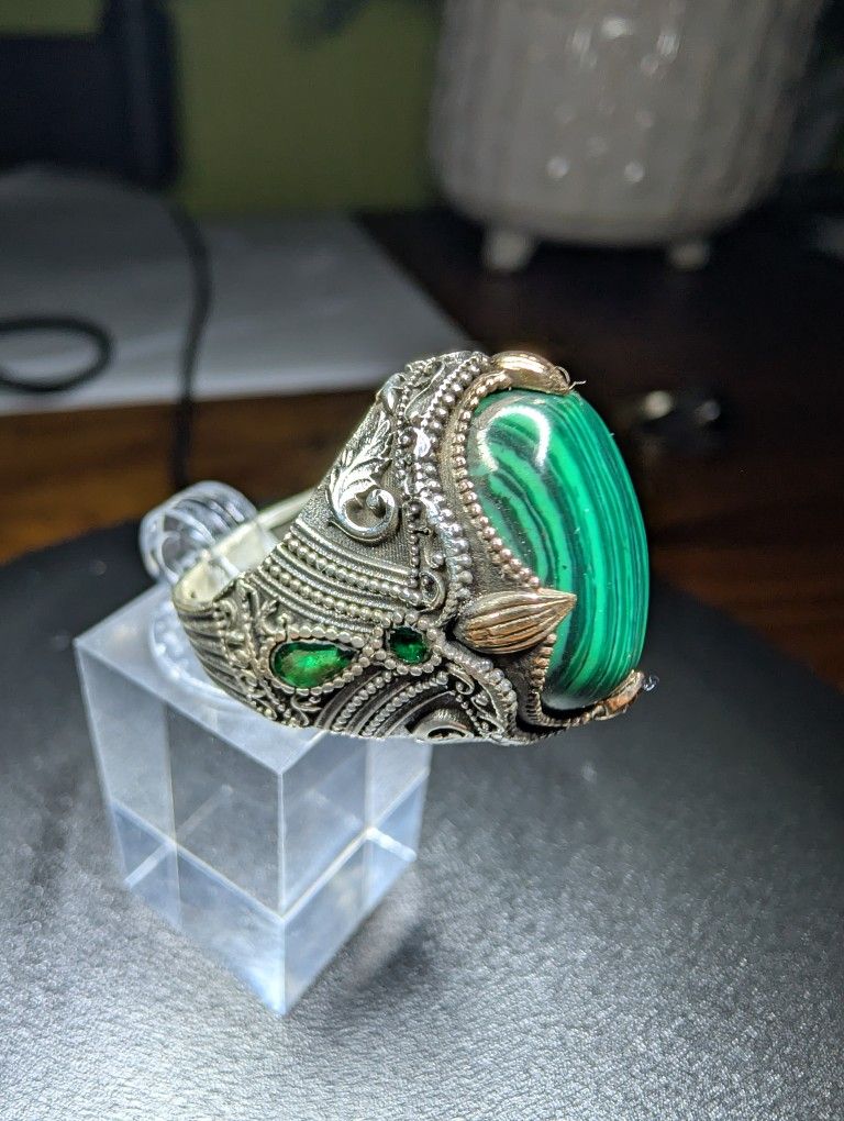 Malachite Stone 925 Silver Ring