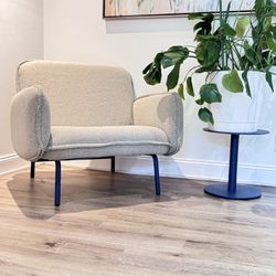 Single Oversized Modern Sofa Chair + plant stand metal  heavy but comfy  New oatmeal  light grey