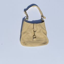 Coach Beige Leather Hobo Shoulder Bag Gold Hardware Vintage Style